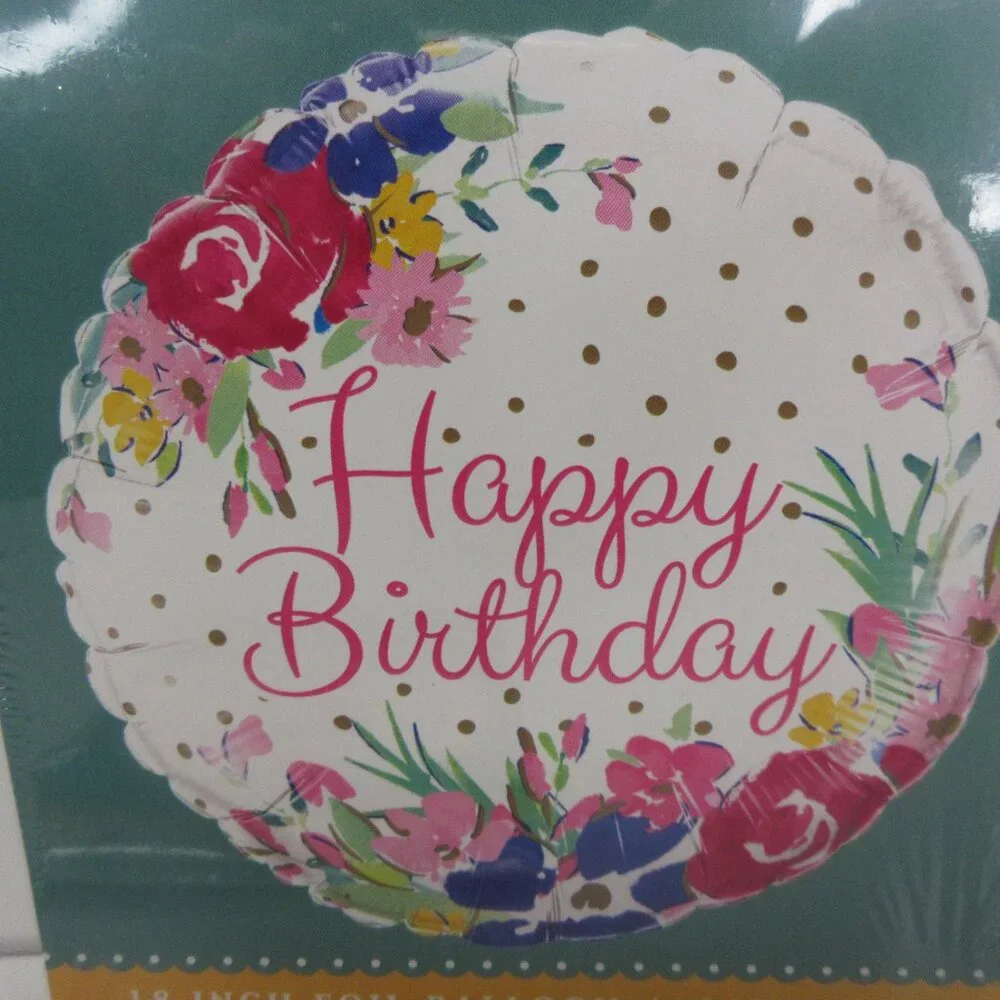 Lot of 4 Pioneer Woman Foil Balloon Happy Birthday & Cake Round 18in New